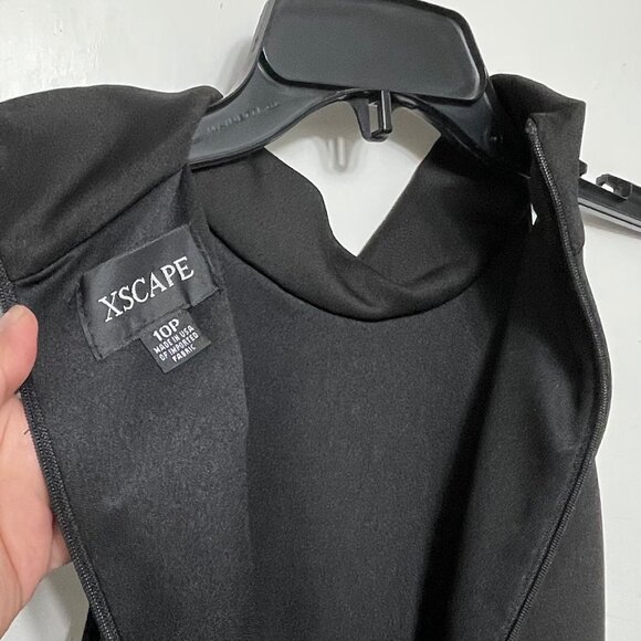 New Xscape Womens Black Halter Ruffle Gown Floor-Length Size 10P - Picture 10 of 13